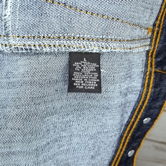 Rue21 Sleeveless Button Up Jean Vest with Hoodie Size Large - Picture 7 of 7